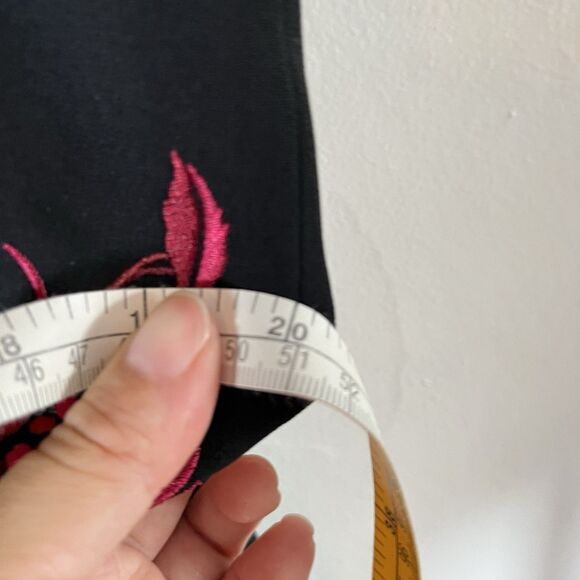 VTG MAGGY LONDON Black Dress Lined Floral Embroidered Strap Sleeveless Sz 8 Y2K - Picture 9 of 9